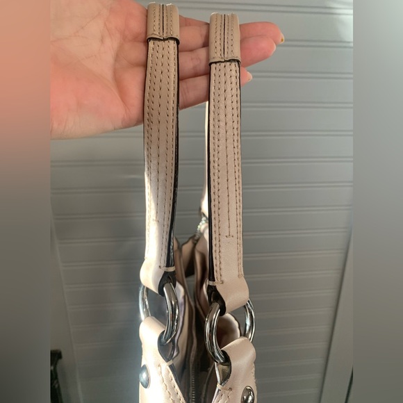 🐂 Coach Signature 16327 Mia Maggie Inlaid C Hobo Patchwork Leather Pink/Tan - Picture 14 of 16